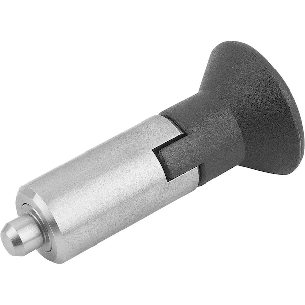 Indexing Plunger W Locking Slot Size:3, Form:M, Stainless Steel Hardened, Comp: Plastic Comp:Black